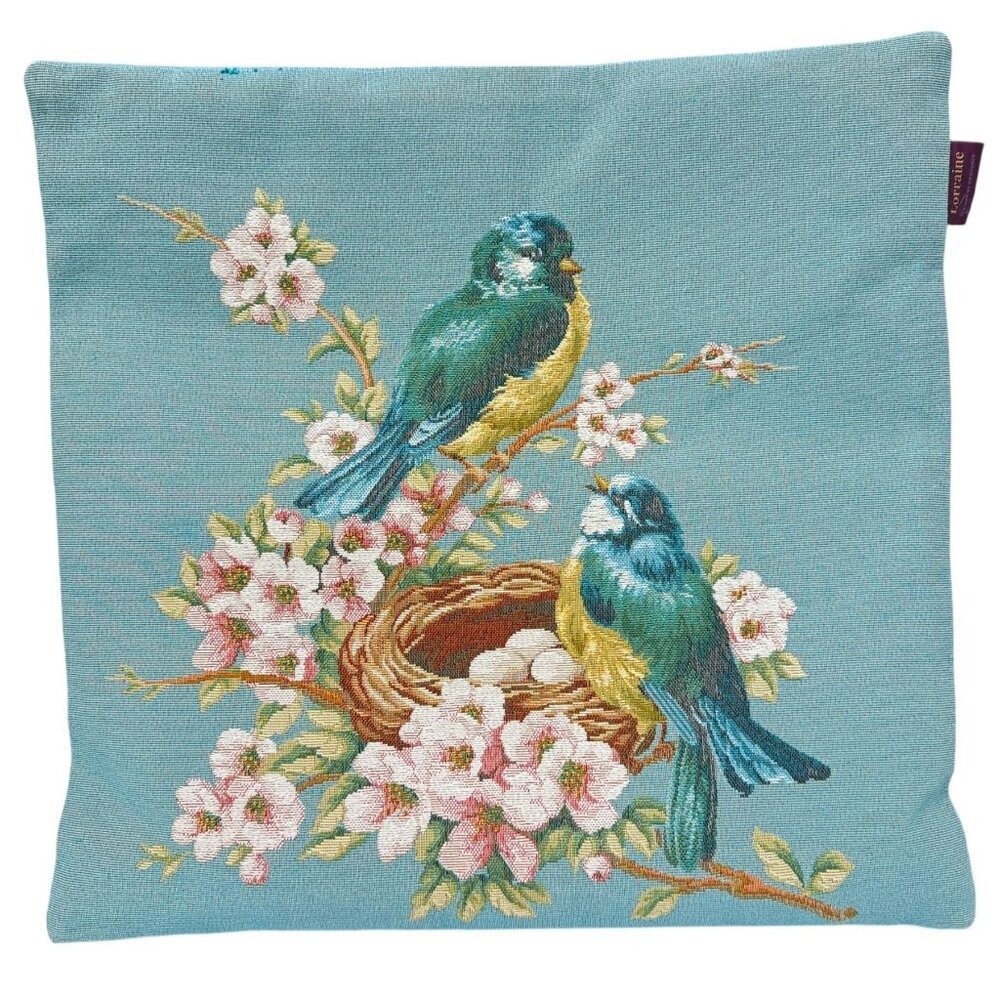 LORRAINE Maison de Provence Bluebirds Tapestry Pillow Cover